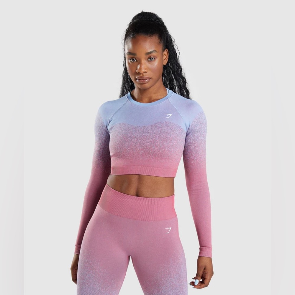 GYMSHARK Adapt Ombre Seamless Long Sleeve Crop Top